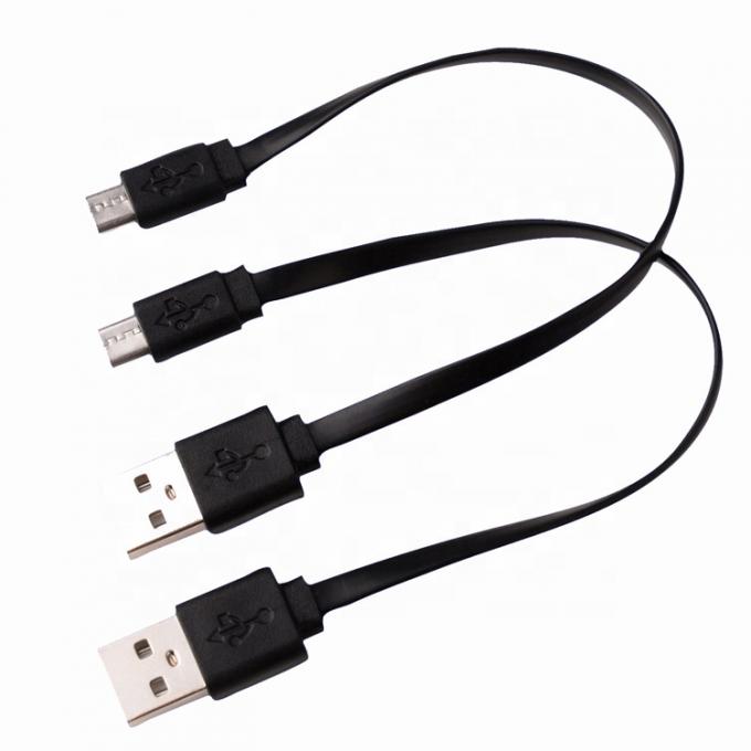 Σύντομο μαύρο λευκό επίπεδο καλώδιο Micro USB για ηχεία Power Bank 2