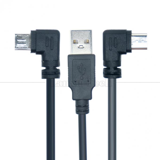 Προσαρμογή 1m 2m 3m 90 μοίρες δεξιά γωνία Micro B V8 σύνδεσμος με καλώδιο φόρτισης δεδομένων επέκτασης USB 0