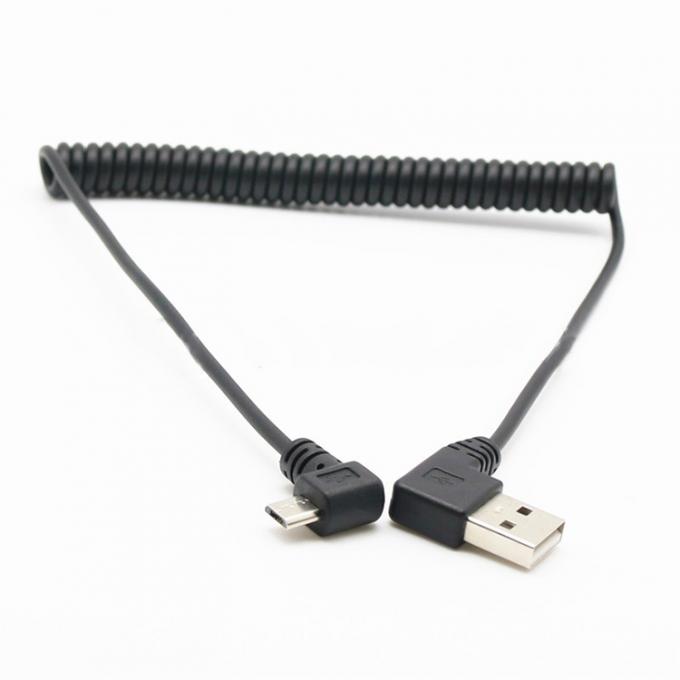 ΚΑΛΟΣΜΟΣ 1M 90 μοίρες δεξιά γωνία USB A αρσενικό σε μικρο b αρσενικό ελαφρύ τυλιγμένο καλώδιο USB 1
