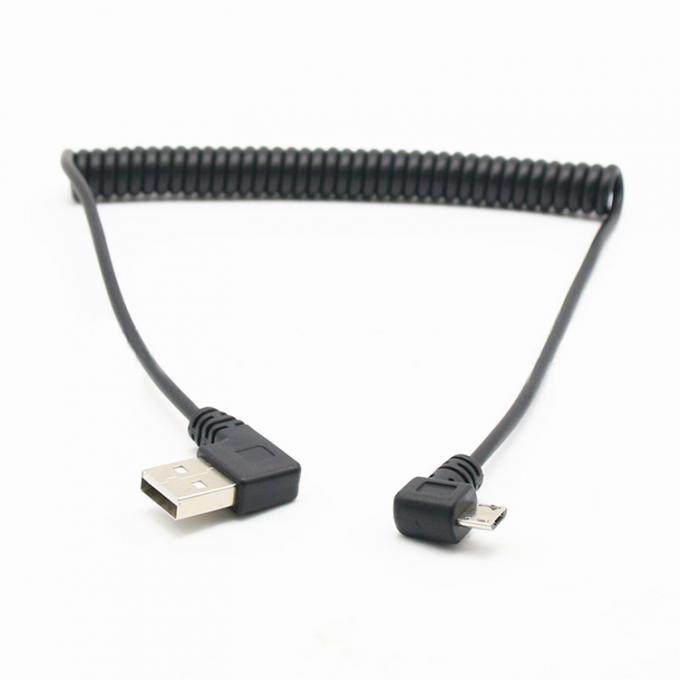 ΚΑΛΟΣΜΟΣ 1M 90 μοίρες δεξιά γωνία USB A αρσενικό σε μικρο b αρσενικό ελαφρύ τυλιγμένο καλώδιο USB 4