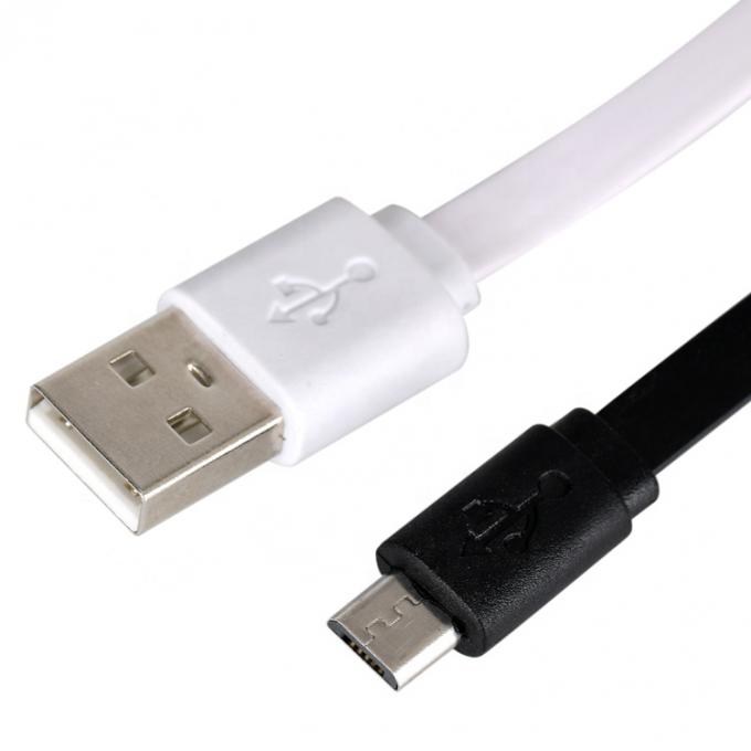 Μαύρο λευκό επίπεδο νουντλ καλώδιο Micro USB για Power Bank ομιλητής τηλέφωνο 2