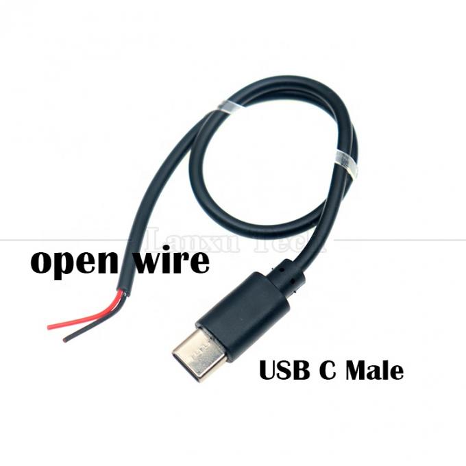 Προσαρμοσμένη φόρτιση δεδομένων 2 4 πυρήνες USB τύπου C αρσενικό θηλυκό σε απογυμνωμένο ανοιχτό καλώδιο άκρου καλωδίου 1