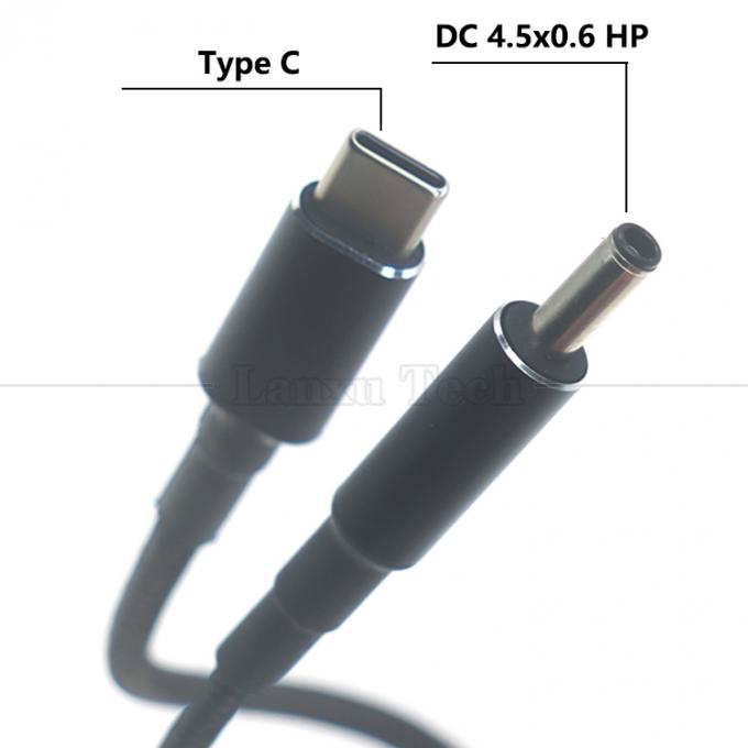 Νάιλον πλεγμένο 100W 20V 5A PD Τύπος C σε DC 4.5x3.0 7.4x0.6 Δικτυακό καλώδιο φόρτισης προσαρμογέα για HP Dell Lenovo Asus Acer Samsung Laptop 1