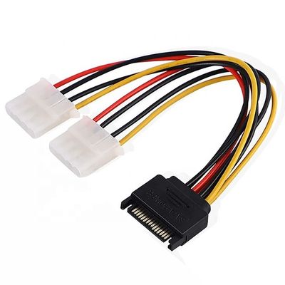 Αγορά Sata 15 Pin αρσενικό σε διπλό Molex 4 Pin Lp4 IDE θηλυκό σκληρό δίσκο ισχύος Y προσαρμογέα καλώδιο μετατροπέα για HDD SSD online manufacture