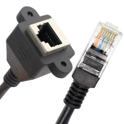 Αγορά Προσαρμοσμένο καλώδιο επέκτασης 6FT Screw Locking Stud Network Ethernet Female Socket RJ45 Panel Mount online manufacture
