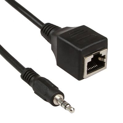 Αγορά 3.5mm Stereo Jack σε RJ45 Female Socket Cat5 Cat6 Ethernet Extender Audio Cable online manufacture
