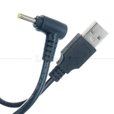 Αγορά 90 μοίρες δεξιά γωνία Μαύρο λευκό 24AWG 2A ρεύμα φόρτισης 1m USB έως 2,5x0,7mm καλώδιο DC φορτιστή online manufacture