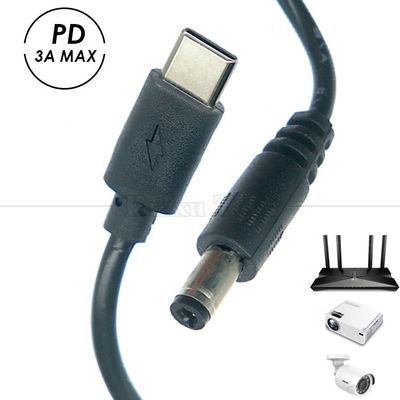 Αγορά PD φόρτιση 3A 9V 12V 15V 20V USB τύπου C σε DC 5.5x2.1mm Jack Adapter Converter Cable για Wifi Router Modem Projector Camera online manufacture