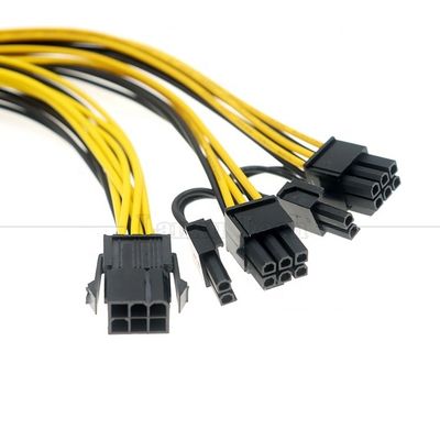 GPU 6 PIN σε διπλό 8 PIN 18AWG PCI Express Motherboard Αναπροσαρμοστής τροφοδοσίας ηλεκτρικής ενέργειας