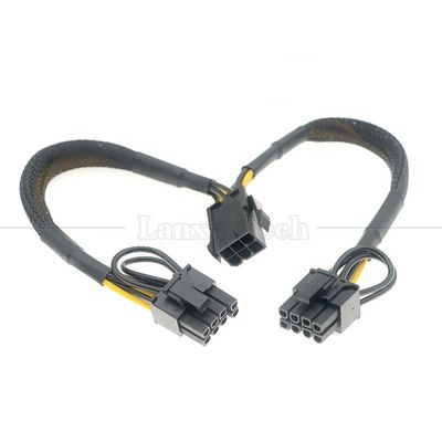 18AWG Pure Cooper Y Splitter 6 Pin σε διπλό 8 Pin 6+2 PCI Express Power Adapter επέκταση καλώδιο PCIe για GPU