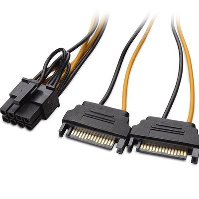 Χωρισμός 8 Pin PCIe Express αρσενικό σε διπλό 15 pin Sata Power Adapter ATX καλώδιο