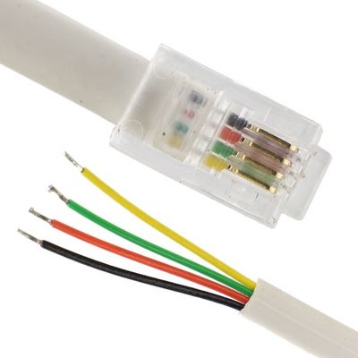OEM 1m 2m 3m λευκό RJ9 RJ11 αρσενικό 4p4c σε απογυμνωμένο καλωδίου ανοιχτού άκρου καλώδιο