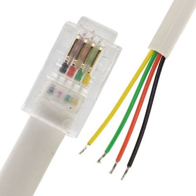 Προσαρμοσμένο 1m 2m 3m RJ9 RJ11 αρσενικό 4p4c σε απογυμνωμένο καλωδίου ανοιχτού αέρα καλώδιο