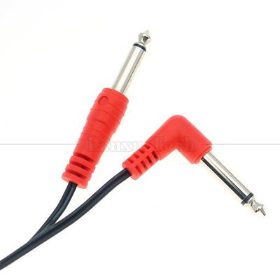 90 μοίρες δεξιά γωνία προς ευθεία 6.35mm TS Jack Στερεοφωνικό καλώδιο για Gui tar pedal