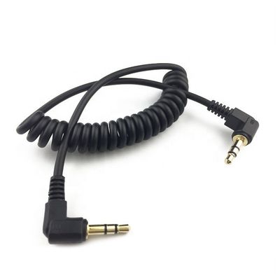 90 μοίρες Άντρας προς Άντρας 3,5mm Jack Coiled ακουστικά Stereo Aux Audio Extension Cable