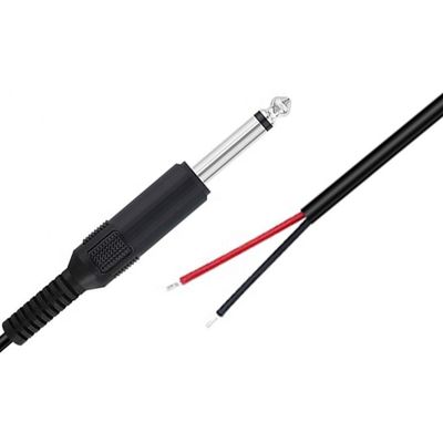 6.35mm 1/4 ιντσών TS 2 πλεονασματάκια Jack Mono αρσενικό ακουστικό πλέγμα για γυμνό σύρμα ανοικτό καλώδιο για μικρόφωνο