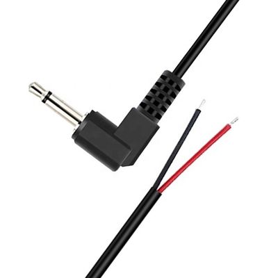 90 μοίρες δεξιά γωνία 2 πόλοι TS 3.5mm στερεοφωνική θήκη με απογυμνωμένη κορυφή καλωδίου