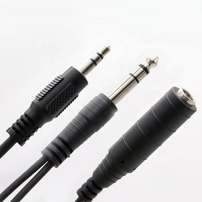 Σπλιτερ αρσενικό προς θηλυκό 6.35mm 3.5mm TRS Jack μικροφώνου Ακουστικό καλώδιο