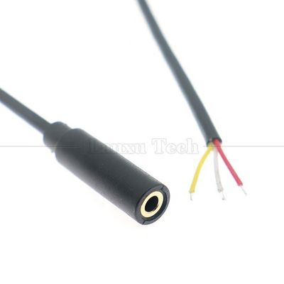 Χρυσό επιχρυσωμένο 3.5mm TRS 3 Ploes Shield Audio Jack Γυναικείο έως κασσίτερο γυμνά καλώδια Ανοιχτό καλώδιο