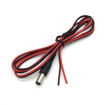 Κόκκινο Μαύρο DC αρσενικό 5,5x2,1mm Βαρέλι Jack σε απογυμνωμένο ανοιχτό γυμνό άκρο καλωδίου καλωδίου