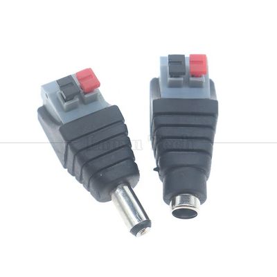 Πατήστε το κουμπί Solderless DC 5.5*2.1mm Male Female Jack to 2p Wire Connection Cable Connector Power Adapter για κάμερα LED Strip