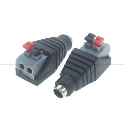Δικτυακό κουμπί πίεσης χωρίς συγκόλληση DC 5.5 * 2.1mm αρσενικό θηλυκό βαρέλι Jack σε 2p Wire Cable Connector για κάμερα LED Strip