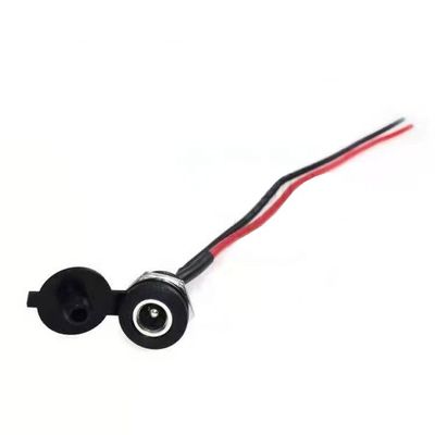 Πίνακα Mount Threaded DC Socket Female Jack 5.5x2.1mm σε 2 καλώδια Ανοιχτό καλώδιο άκρου Pigtail