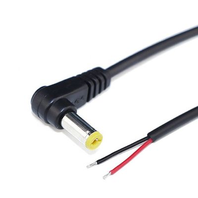 90 μοίρες γωνία αρσενικό DC 2.1x5.5 βαρέλι Jack για να ανοίξει απογυμνωμένο καλωδίου καλωδίου γυμνό άκρο