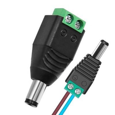 Χωρίς συγκόλληση 12v 24v 5.5x2.5mm 5.5x2.1mm Άντρας DC σύνδεσμος πλέγματος ρεύματος Jack Adapter για κάμερα CCTV LED Strip Lights