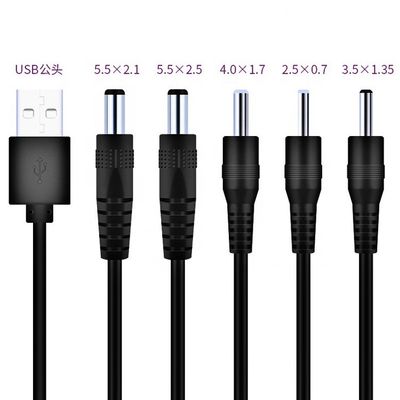 Προσαρμογή USB σε DC 2.1x5.5mm 2.5x5.5mm 1.35x3.5mm 2.5x0.7mm 4.0x1.7mm Καλώδιο ρεύματος