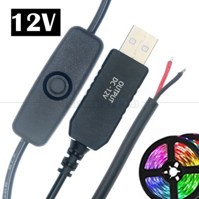 12V Led Strip Light Power on off Switch USB Connector to Open Wire Converter Καλώδιο φόρτισης