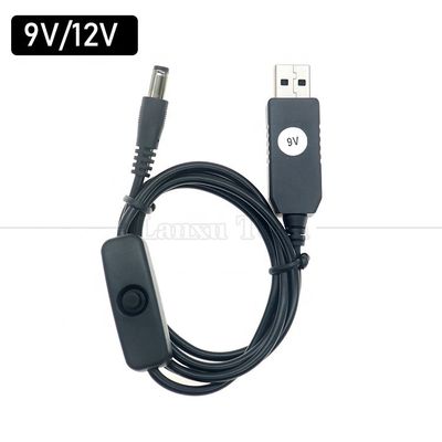 USB σε 9V 12V DC 5.5x2.1mm Jack φορτιστή ηλεκτρικής ενέργειας ON OFF καλώδιο διακόπτη για δρομολογητή ανεμιστήρα LED ομιλητής