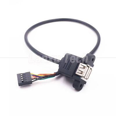Δύο USB τύπου A 2 θύρες πίνακα Mount USB σε Dupont 9 Pin Header Connector Wire Cable