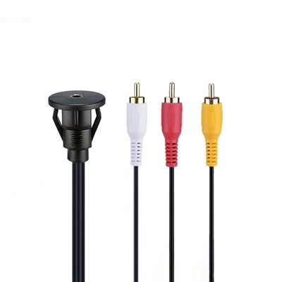 Προσαρμοσμένο DC 3.5 έως 3RCA Αδιάβροχο καλώδιο επέκτασης με πίνακα επιφάνειας Flush Mount για αυτοκίνητο φορτηγό φορτηγό πλοίο υπολογιστή μοτοσικλέτας
