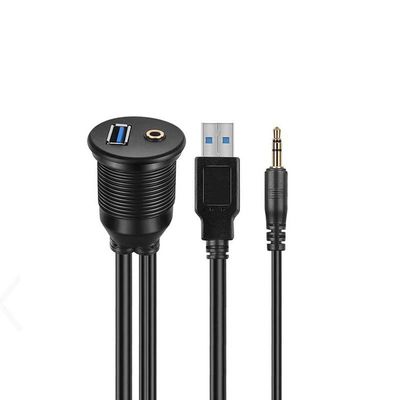 USB 3.0 AUX DC 3.5 Άντρας σε θηλυκό υδροστεγές καλώδιο επέκτασης με πίνακα επιφάνειας για αυτοκίνητο φορτηγό φορτηγό πλοίο μοτοσυκλέτα υπολογιστή
