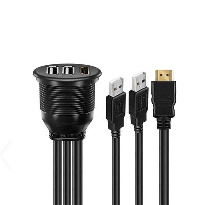 3 θύρες USB 2.0 αρσενικό προς USB 2.0 θηλυκό Αδιάβροχο καλώδιο επέκτασης με πίνακα επιφάνειας επιφάνειας για αυτοκίνητο φορτηγό φορτηγό πλοίο μοτοσυκλέτα υπολογιστή