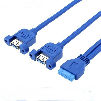 Διπλό πίνακα USB 3.0 A θηλυκό σε IDC 20 PIN θηλυκό καλώδιο μητρικής πλακέτας