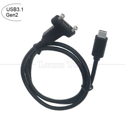 USB3.1 Gen2 10Gbps Κλειδώματος βίδες USB τύπου C Άντρας σε θηλυκό καλώδιο επέκτασης τοποθέτησης πάνελ