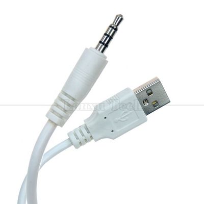 Προσαρμοσμένη φόρτιση δεδομένων USB από αρσενικό σε βοηθητικό 4 πόλους 3.5mm καλώδιο προσαρμοστή ακουστικού για ακουστικά ομιλητή
