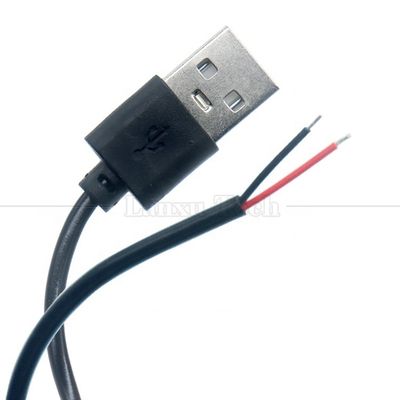 Υψηλής ποιότητας 5V USB 2.0 Άντρας για να ανοίξει απογυμνωμένο γυμνό 2pin καλώδια Τελικό καλώδιο Pigtail για LED φως λάμπα Strip