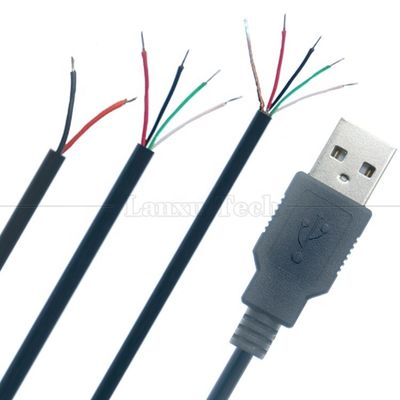 Προσαρμοσμένο USB 2.0 Τύπου Α αρσενικό έως απογυμνωμένο κονσερβοποιημένο 2 3 4 καλώδια ανοιχτό άκρο καλώδιο φόρτισης δεδομένων Pigtail