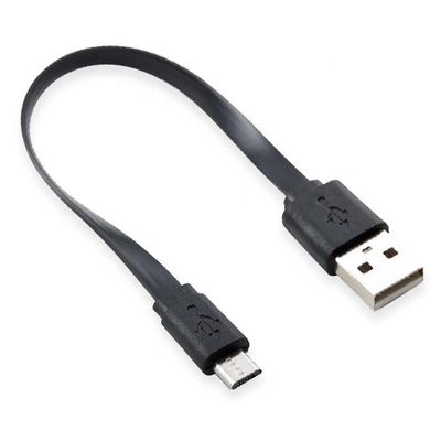 Σύντομο μαύρο λευκό επίπεδο καλώδιο Micro USB για ηχεία Power Bank