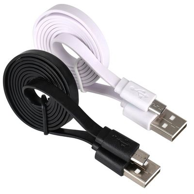 Μαύρο λευκό επίπεδο νουντλ καλώδιο Micro USB για Power Bank ομιλητής τηλέφωνο