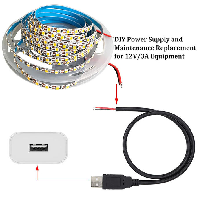 5V USB για να ανοίξετε απογυμνωμένα καλαμποκασμένα γυμνά καλώδια Τελικό καλώδιο φορτιστή ηλεκτρικής ενέργειας Pigtail για λαμπτήρα LED Strip Light 2